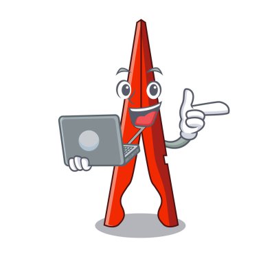 Dizüstü elbise peg karakter karikatür vektör çizim ile