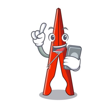 Telefon giyim peg karakter karikatür vektör çizim ile