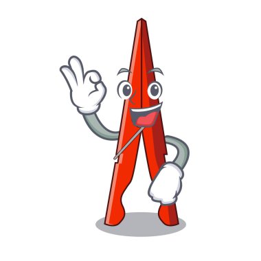 Giysi peg karakter karikatür vektör çizim Tamam