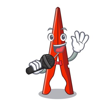 Şarkı giyim peg maskot karikatür vektör çizim