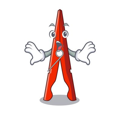 Sürpriz giysi peg maskot karikatür vektör çizim