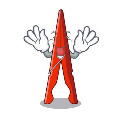 Giysi peg maskot karikatür vektör çizim dil