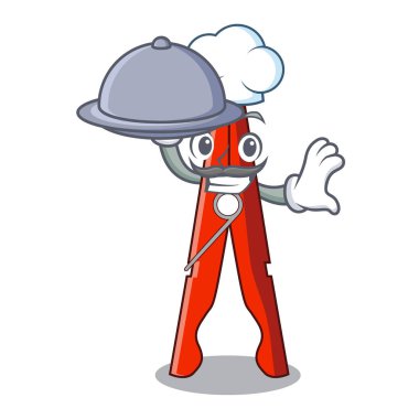 Şef gıda giyim peg maskot karikatür vektör çizim ile