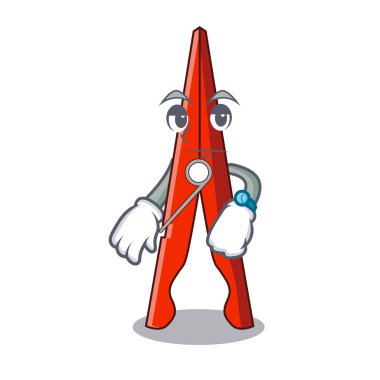 Giysi peg maskot karikatür vektör çizim bekliyor