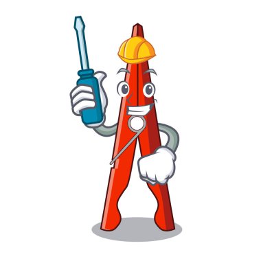 Otomotiv giyim peg maskot karikatür vektör çizim