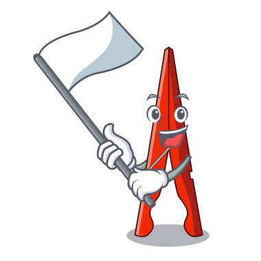 Bayrak giyim peg maskot karikatür vektör çizim ile