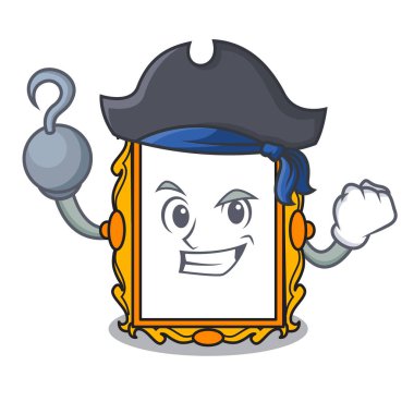 Korsan resim çerçeve karakter karikatür vektör çizim