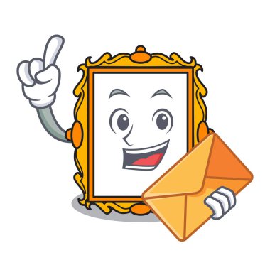 Zarf resim çerçeve karakter karikatür vektör çizim ile