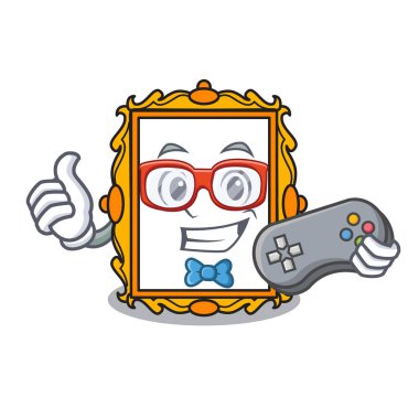 Oyun resim çerçeve maskot karikatür vektör çizim