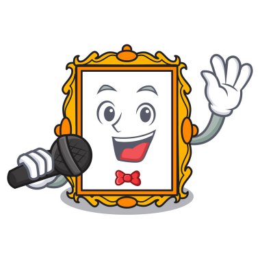 Şarkı resim çerçeve maskot karikatür vektör çizim