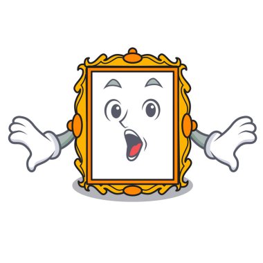 Sürpriz resim çerçeve maskot karikatür vektör çizim