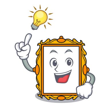 Bir fikir resim çerçeve maskot karikatür vektör çizim var