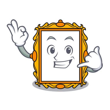 Bana resim çerçeve maskot karikatür vektör çizim de