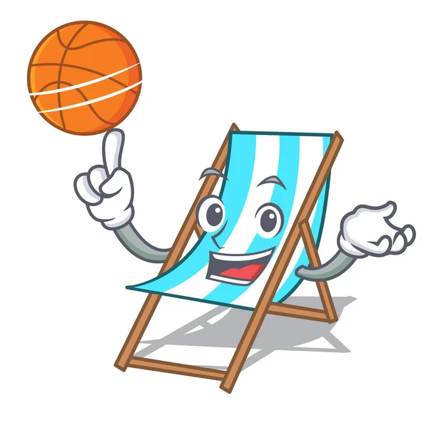 Basketball Beach Chair Character Cartoon Vector Illustration — Stock Vector