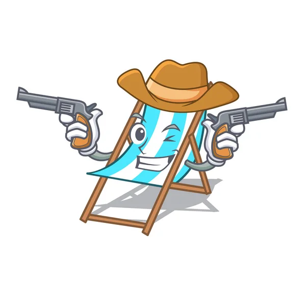 Cowboy Strand Stoel Karakter Cartoon Vectorillustratie — Stockvector