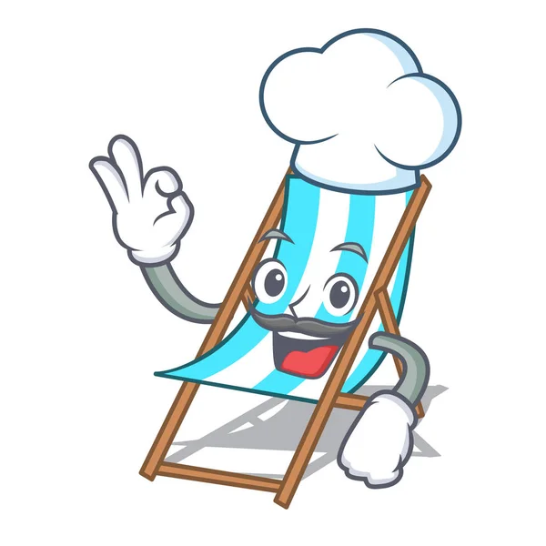 Chef Cadeira Praia Personagem Desenho Animado Vetor Ilustração — Vetor de Stock