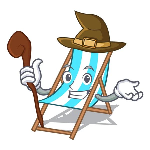 Witch Praia Cadeira Mascote Cartoon Vetor Ilustração — Vetor de Stock