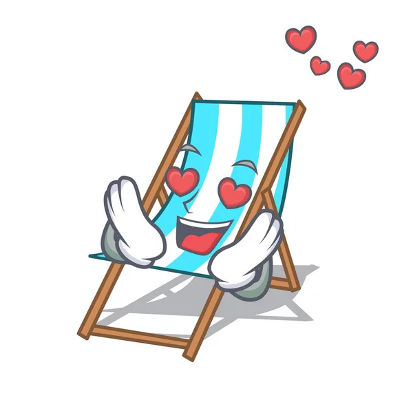 Amor Praia Cadeira Mascote Cartoon Vetor Ilustração —  Vetores de Stock