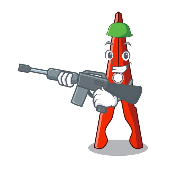 Exército Roupas Peg Personagem Cartoon Vetor Ilustração —  Vetores de Stock