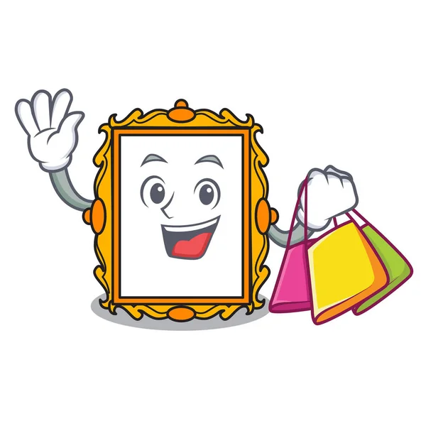 Shopping Picture Frame Character Cartoon Vector Illustration — Stock Vector