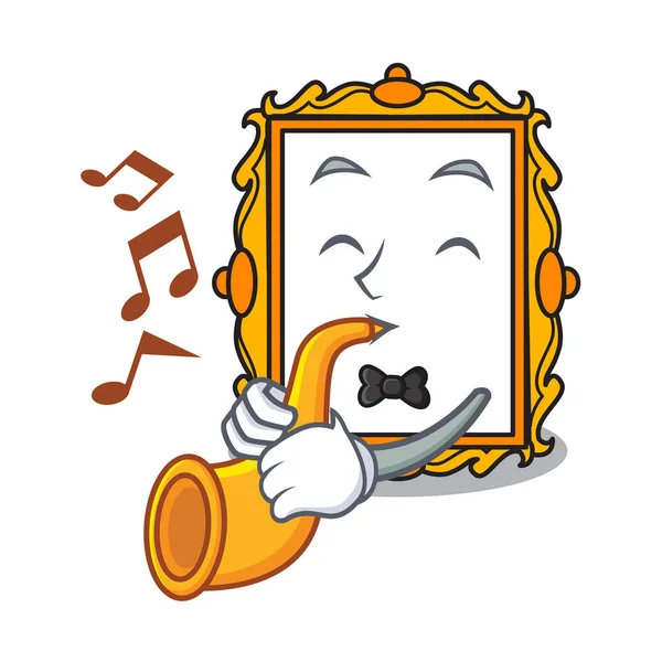 Trompet resim çerçeve maskot karikatür vektör çizim ile