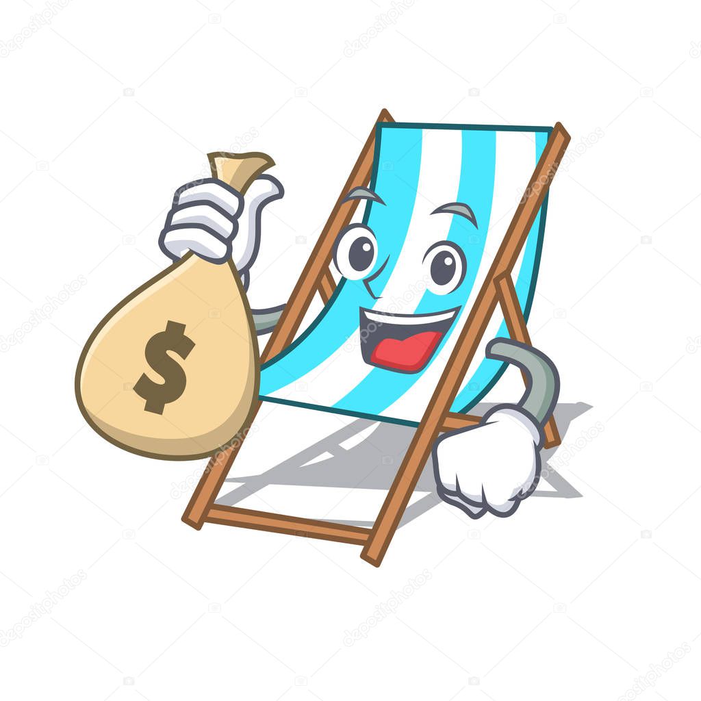With money bag beach chair character cartoon vector illustration