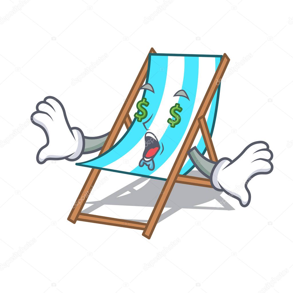 Money eye beach chair mascot cartoon vector illustration