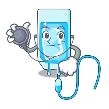 Doktor infussion şişe karakter karikatür vektör çizim