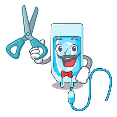 İnfussion şişe karakter karikatür vektör çizim berber