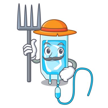 Çiftçi infussion şişe karakter karikatür vektör çizim