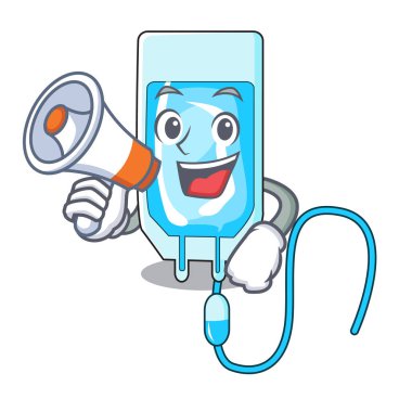 Megafon infussion şişe karakter karikatür vektör çizim ile