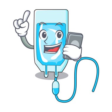 Telefon infussion şişe karakter karikatür vektör çizim ile