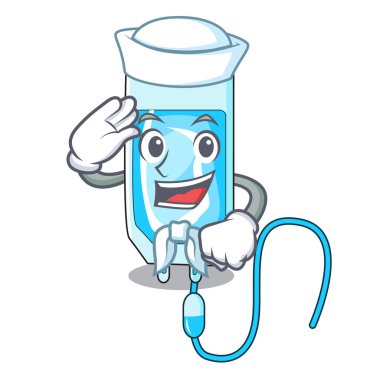 Denizci infussion şişe karakter karikatür vektör çizim