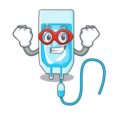 Süper kahraman infussion şişe karakter karikatür vektör çizim