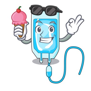 Dondurma infussion şişe karakter karikatür vektör çizim ile