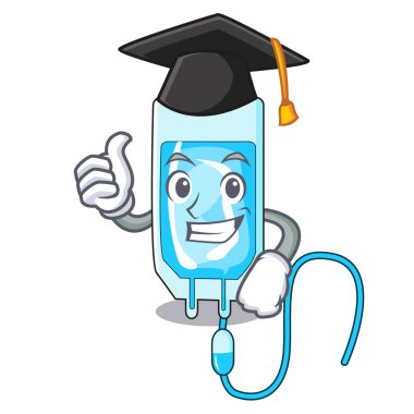 Mezuniyet infussion şişe karakter karikatür vektör çizim