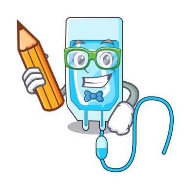 Öğrenci infussion şişe karakter karikatür vektör çizim