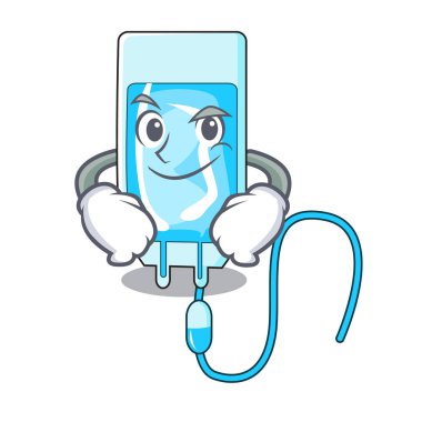 Smirking infussion şişe karakter karikatür vektör çizim