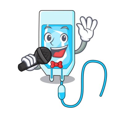 Şarkı infussion şişe maskot karikatür vektör çizim