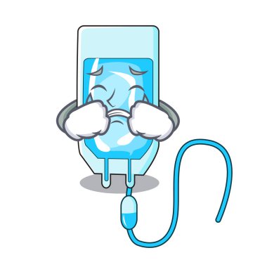 İnfussion şişe maskot karikatür vektör çizim ağlıyor