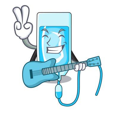 Gitar infussion şişe maskot karikatür vektör çizim ile