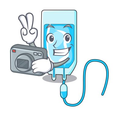 Fotoğrafçı infussion şişe maskot karikatür vektör çizim