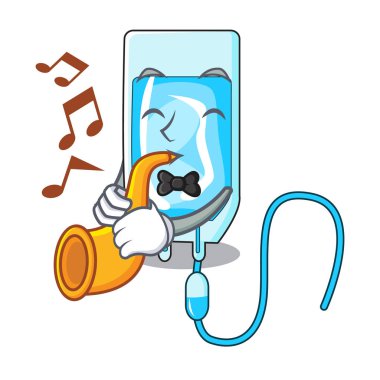 Trompet infussion şişe maskot karikatür vektör çizim ile