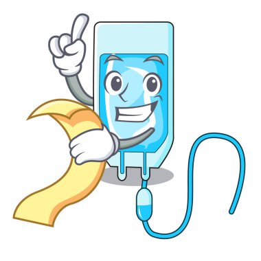 Menü infussion şişe maskot karikatür vektör çizim ile