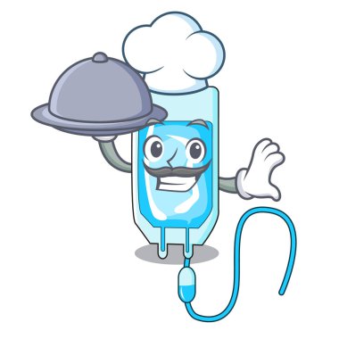 Şef gıda infussion şişe maskot karikatür vektör çizim ile