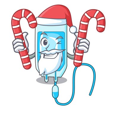 Santa şeker infussion şişe maskot karikatür vektör çizim ile