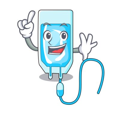 Parmak infussion şişe maskot karikatür vektör çizim
