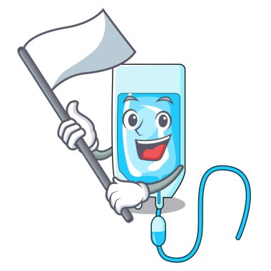 Bayrak infussion şişe maskot karikatür vektör çizim ile