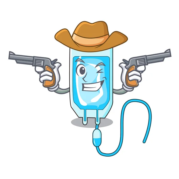 Cowboy Infussion Fles Karakter Cartoon Vectorillustratie — Stockvector