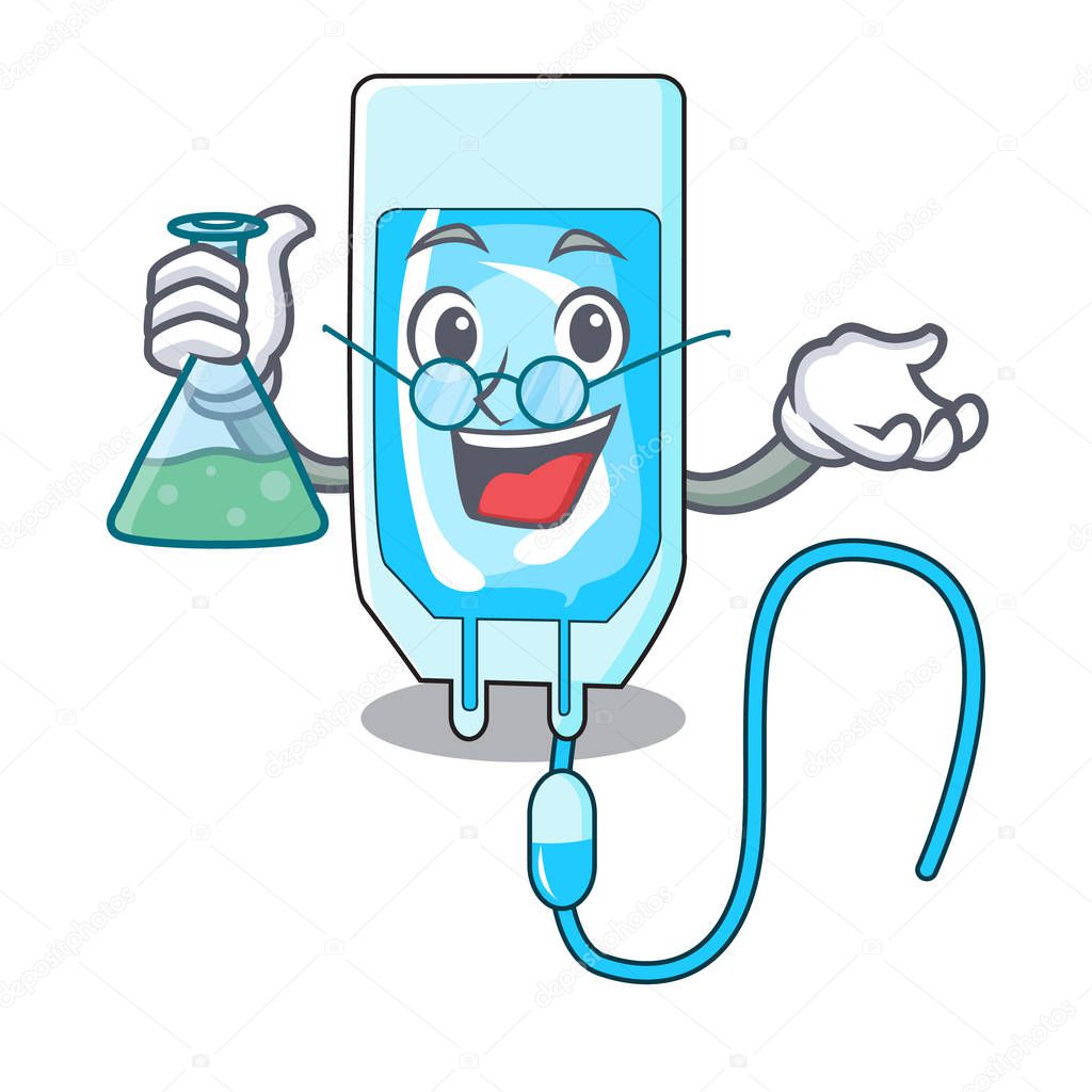 Professor infussion bottle character cartoon vector illustration
